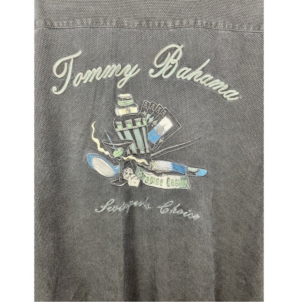 Tommy Bahama Men's Short Sleeve Silk Camp Shirt Size Large Black Paradise Casino - Picture 3 of 7